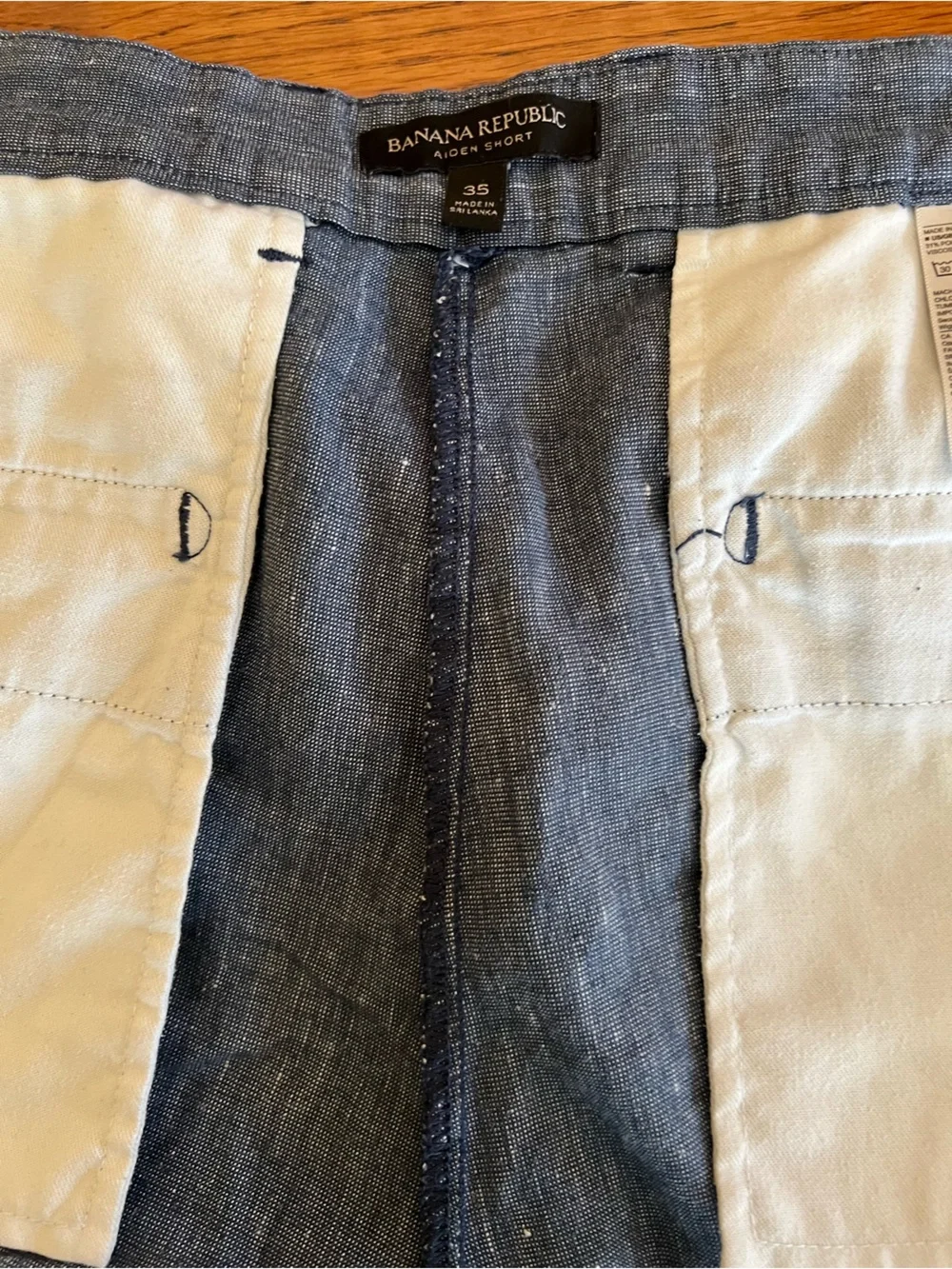 Banana Republic Shorts Men’s Flat Front Linen Blend Light Blue Size 35